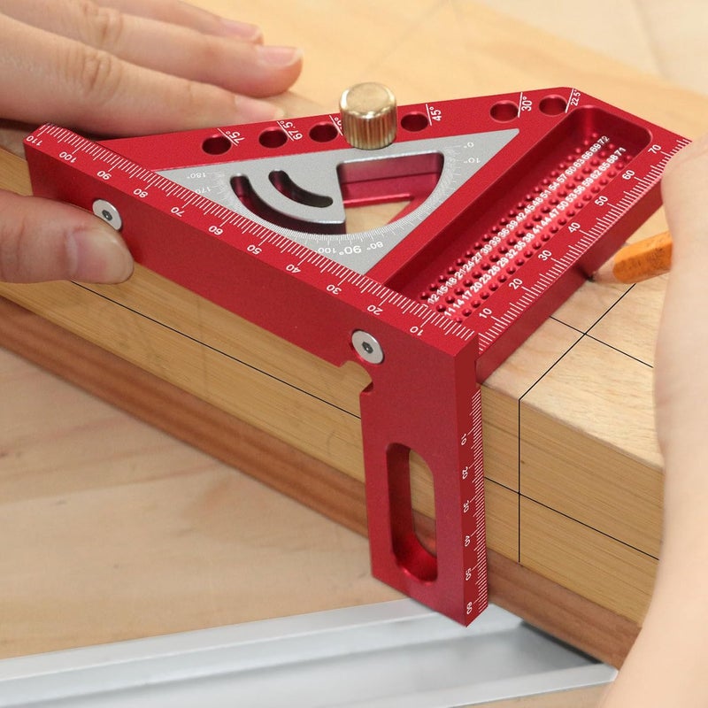 Red Gray 3D Multi Angle Measuring Ruler Aluminum Alloy Protractor for Woodworking Pipes Engineer Carpenter - Image 4