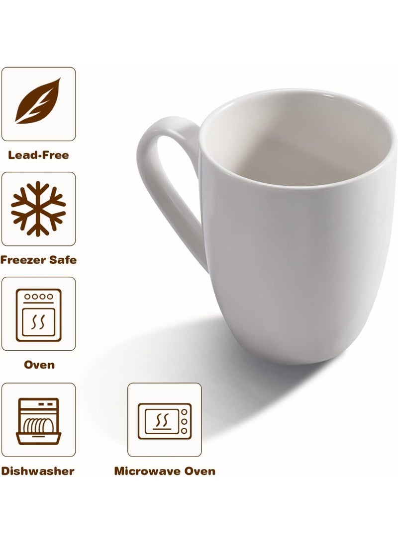 كيتشينو كوب قهوة كبير سعة 16 اونصة مع مقبض، كوب شاي مبتكر للرجال والنساء للعمل المكتبي، ابيض - Image 2