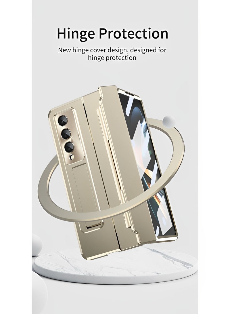 REOCLE Phone Case Phone Cover with Screen Protector Transparent Frosted Stand Hinge Phone Case for Samsung Galaxy Z Fold 3 Fold 4 Fold 5 - Image 5