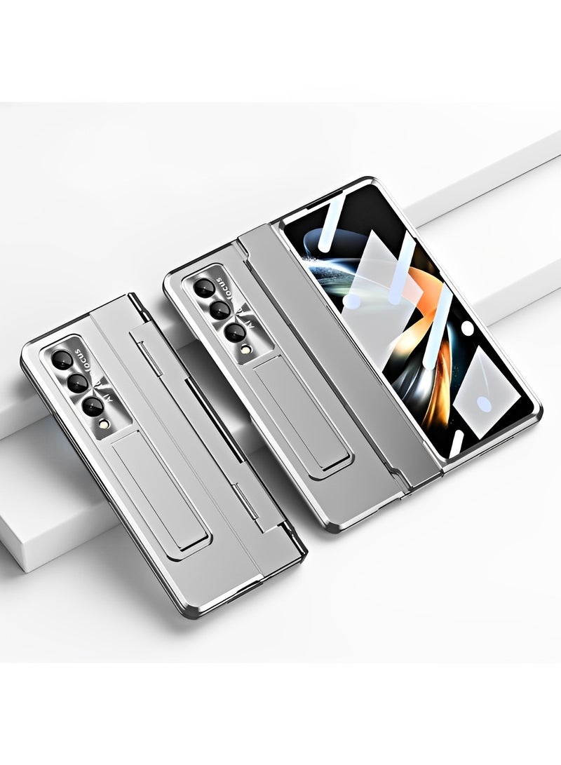 REOCLE Phone Case Phone Cover with Screen Protector Transparent Frosted Stand Hinge Phone Case for Samsung Galaxy Z Fold 3 Fold 4 Fold 5 - Image 2