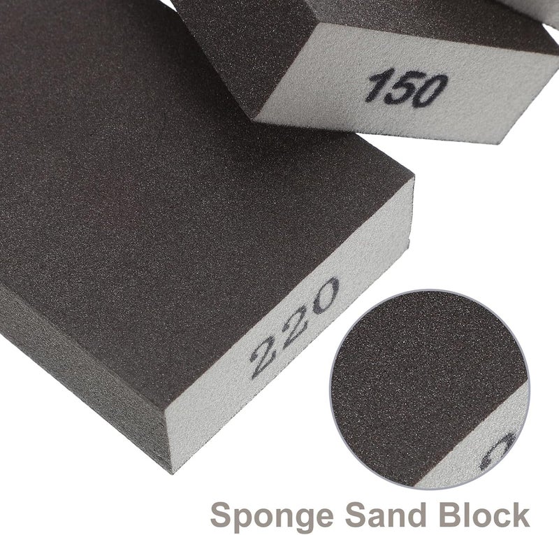CHILDWEET 12pcs Double-Sided Grit Sanding Sponge Blocks with 6 Sizes (60/80/100/120/150/220) for Drywall, Wood, Metal Surface Polishing and Grinding - Image 3