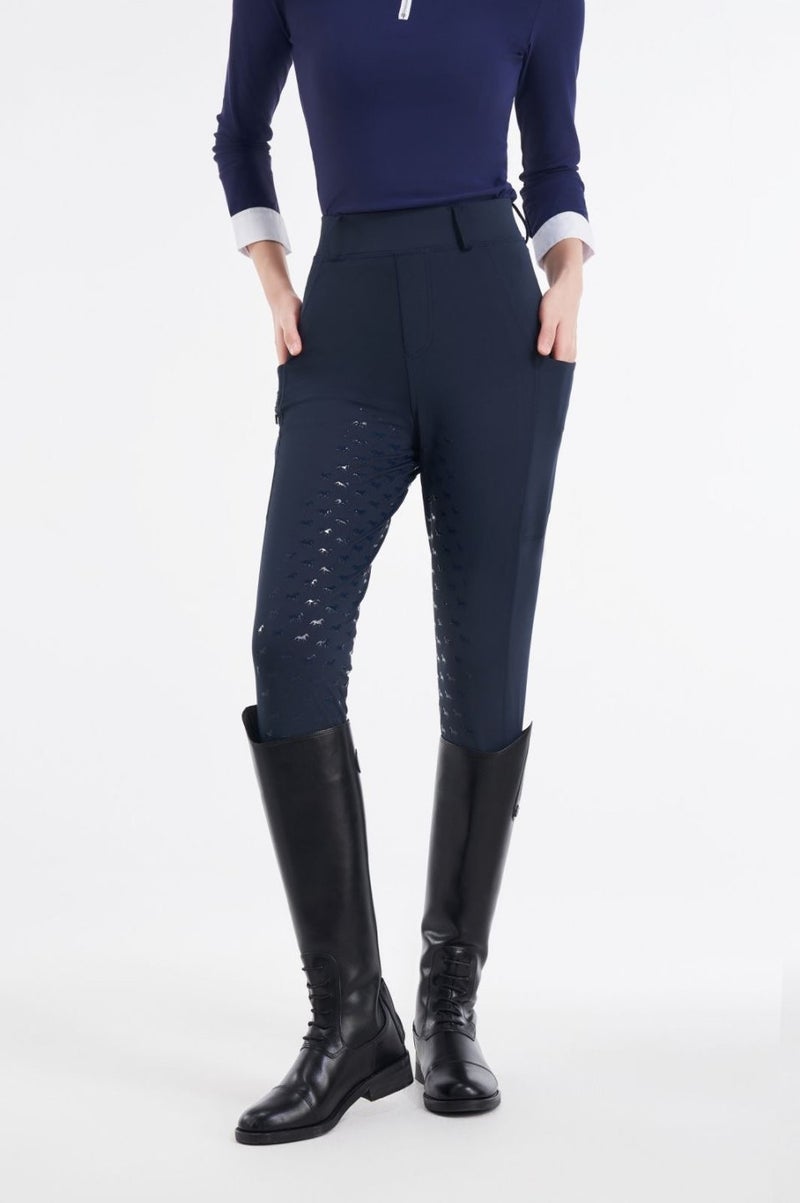 Generic Men Women Equestrian Riding Silicone Pants Quick Dry F110 navy blue