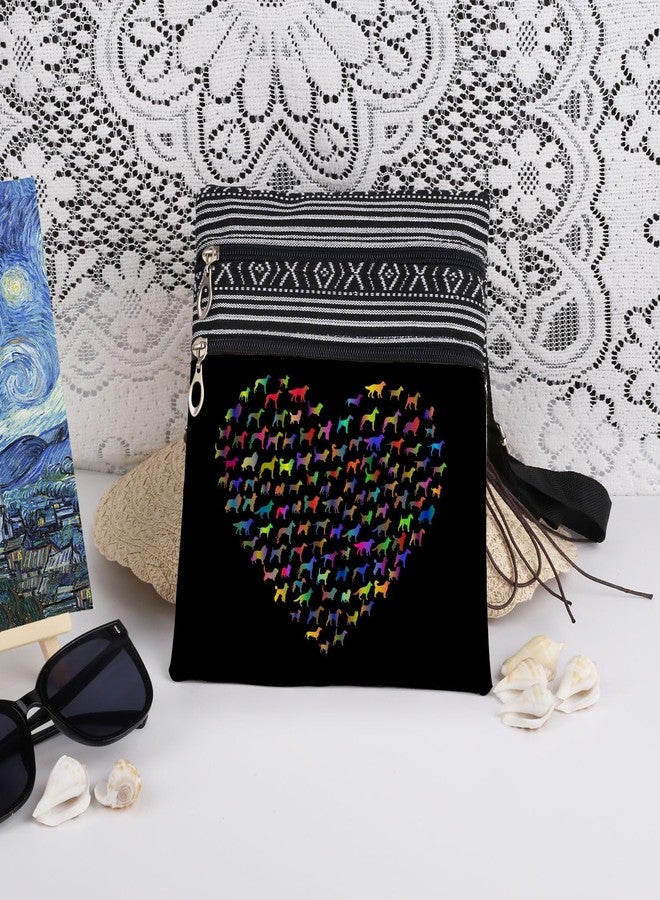 XiaoGalaee Multicolor Dog Heart Pattern Print Women Crossbody Bag Adjustable Shoulder Strap Men Messenger Bag Best Birthday Gift for Sister Dog Lover Holiday Presents Travel Purse - Image 3