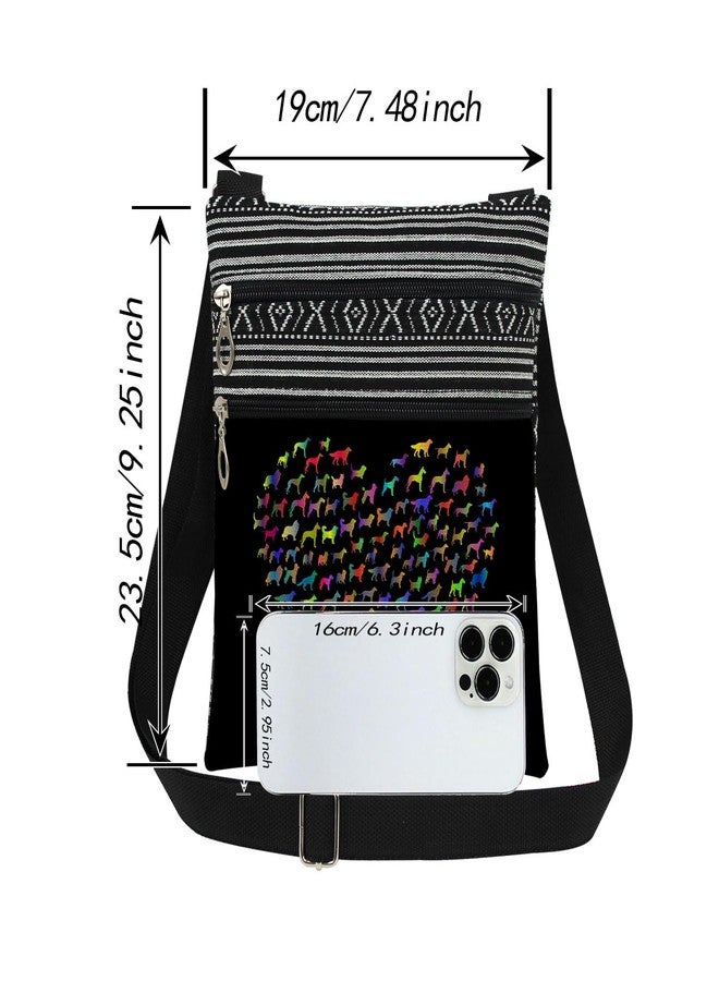 XiaoGalaee Multicolor Dog Heart Pattern Print Women Crossbody Bag Adjustable Shoulder Strap Men Messenger Bag Best Birthday Gift for Sister Dog Lover Holiday Presents Travel Purse - Image 4