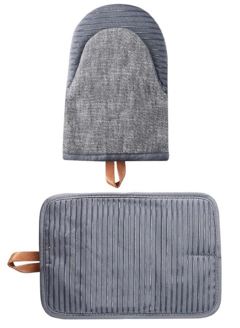 Oven Gloves Heat Resistant 250°C Non-Slip High Temperature Gloves for Microwave Oven, Baking Oven, Cooking for Commercial Use (Set of 2, Grey)