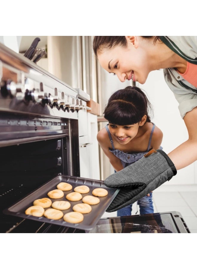 Oven Gloves Heat Resistant 250°C Non-Slip High Temperature Gloves for Microwave Oven, Baking Oven, Cooking for Commercial Use (Set of 2, Grey)