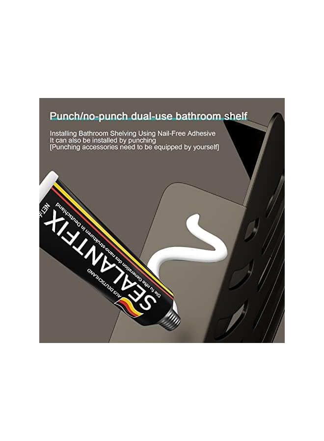 Raxoom Bathroom Storage Organizer, No Drilling Wall Mounted Shower Storage Rack Organizer, Anti-Rust Bathroom Storage Basket with Hooks, Suitable for Bathroom, Kitchen and Toilet (Style 1) - Image 4