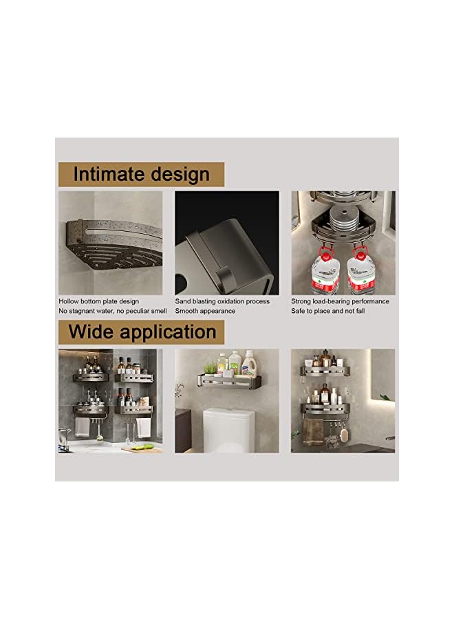 Raxoom Bathroom Storage Organizer, No Drilling Wall Mounted Shower Storage Rack Organizer, Anti-Rust Bathroom Storage Basket with Hooks, Suitable for Bathroom, Kitchen and Toilet (Style 1) - Image 5