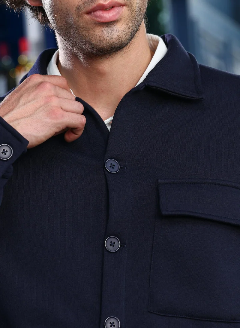 CAHOOT Blue Men's Navy Blue Utility-Knit Jacket for Men | Best Price UAE