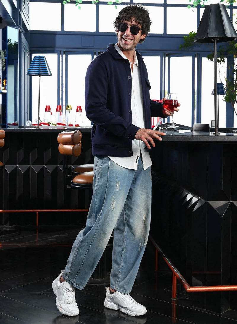 CAHOOT Blue Men's Navy Blue Utility-Knit Jacket for Men | Best Price UAE