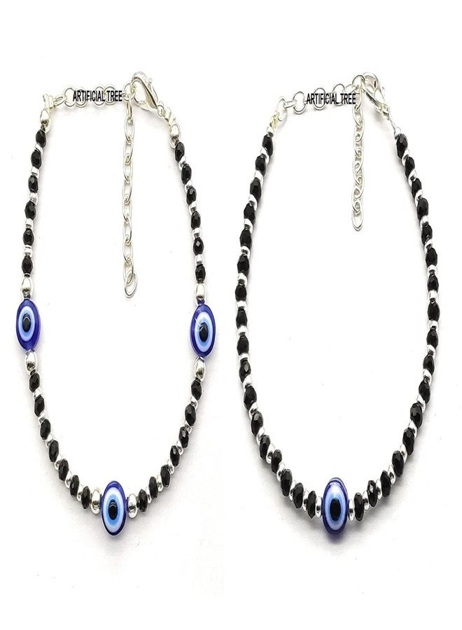 ARTIFICIAL TREE Nazariya 3 Evil Eye + 1 Evil Eye Charms Nazariya Bracelet Adjustable| Nazar Battu | for Women, Men, Girls & Boys 2 Piece(AT GIRLS BRCT 037) - Image 1
