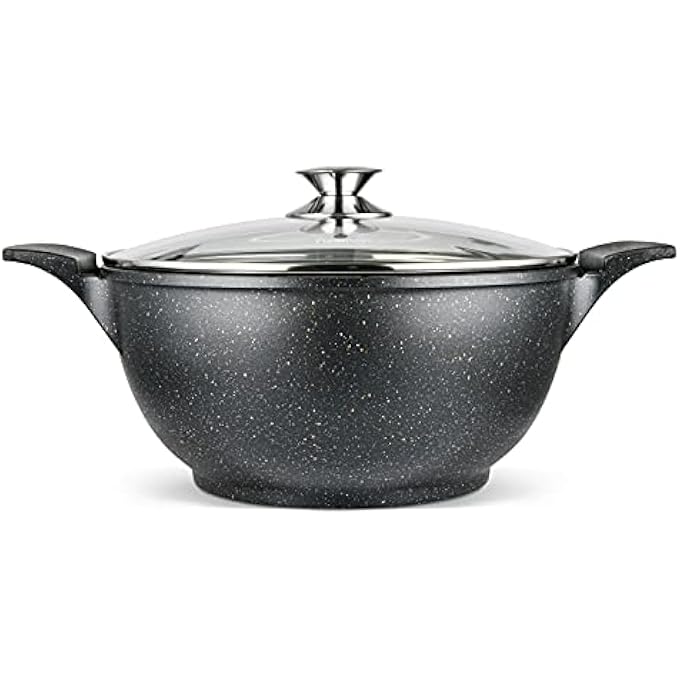 Fissman Stockpot With Glass Lid 28Cmx135Cm 65L Grande Series Casserole With Cover Aluminum Cauldron Healthy Pasta Pot Cooking Sauce Pot - Image 2