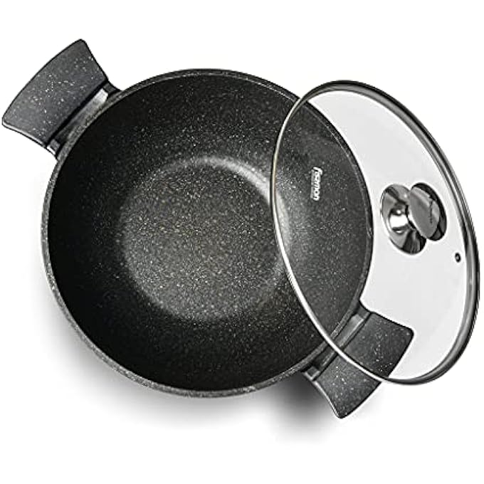 Fissman Stockpot With Glass Lid 28Cmx135Cm 65L Grande Series Casserole With Cover Aluminum Cauldron Healthy Pasta Pot Cooking Sauce Pot - Image 3