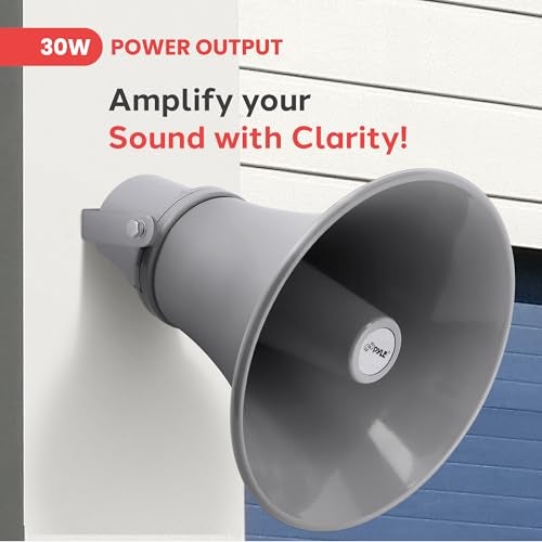 Pyle Indoor Outdoor PA Horn Speaker11 Inch 30Watt Power Compact Loud Sound Megaphone w400Hz5KHz Frequency8 Ohm70V TransformerMounting BracketFor 70V Audio SystemPyle PHSP121T - Image 3