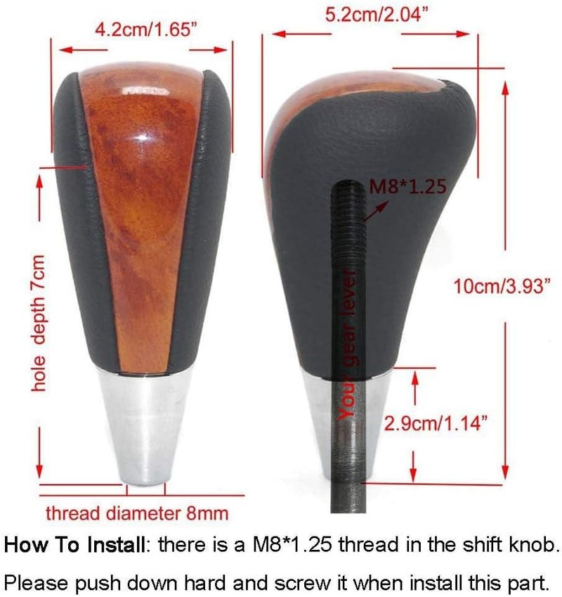 Zikra Gear Shift Knob, Leather Brown Wood Chrome Gear Shift Knob Compatible for Toyota Lexus Camry Crown (Black, Chrome) - Image 4