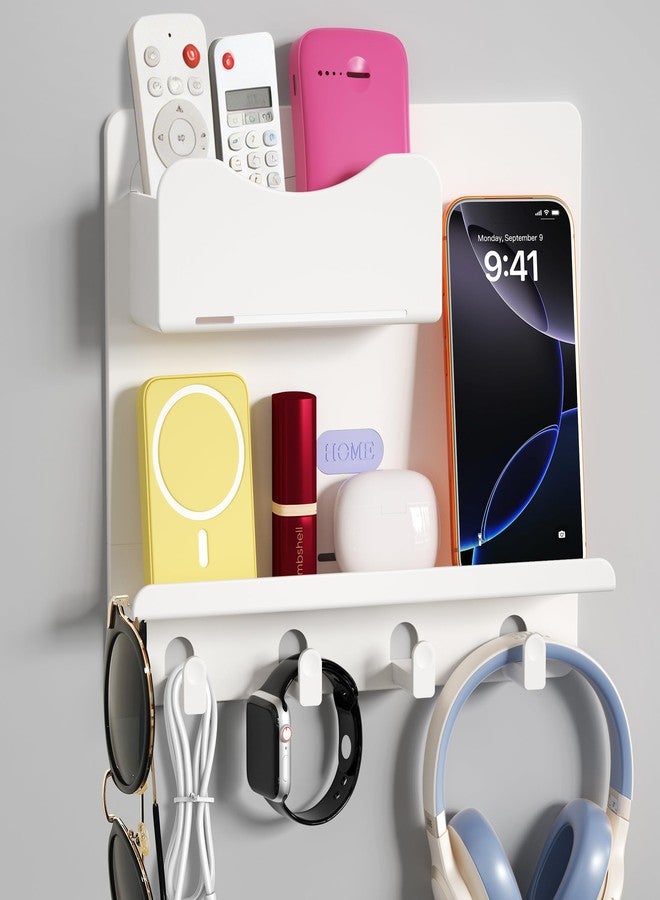 CHENYAOAI Floating Shelves for Bedside Shelf Accessories Organizer, Wall Mount Self Stick On, Cute Room Decor Aesthetic, Girls Room Decor, Cool Stuff for Bedroom Storage and Organization White - Image 1