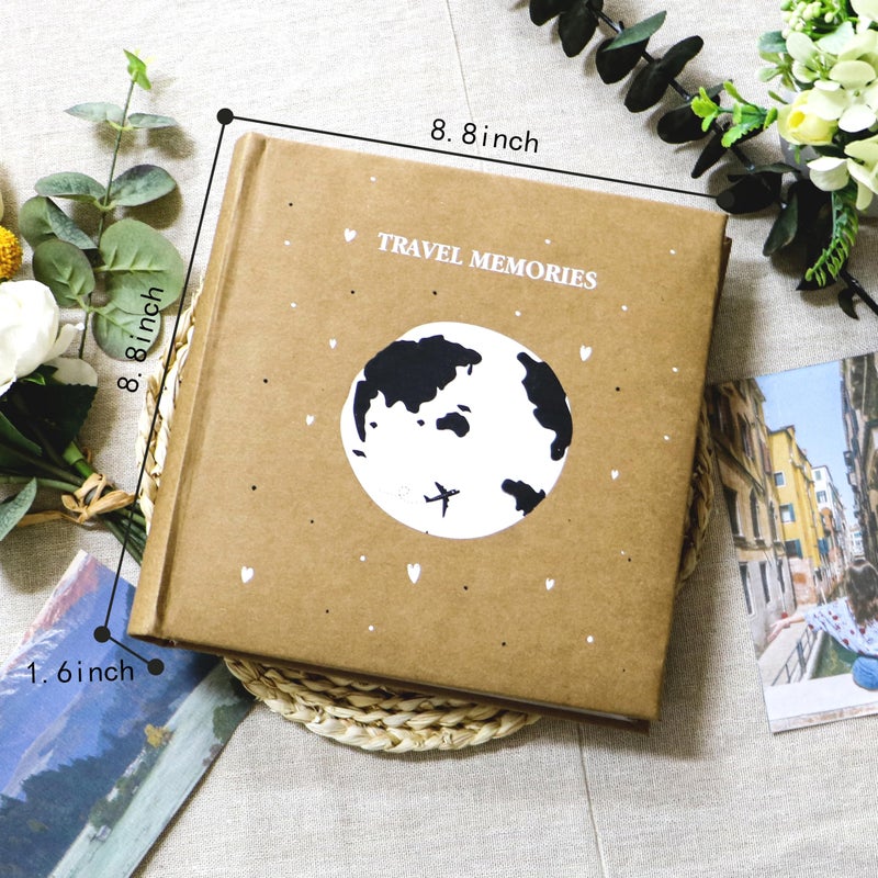 Holoary Photo Album 4x6 200 Photos 2 Pictures Per Page  200 Pockets 4x6 Inches with Writing Space  Kraft Paper Cover Travel Design World Map Adventure Vacation Travel Photo Album - Image 2