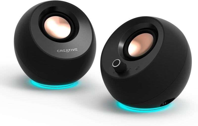 CREATIVE Pebble Pro 2.0 USB-C Computer Speakers with Bluetooth 5.3 and Customizable RGB Lighting, USB Audio, and Headset/Mic Port (Black) - Image 1