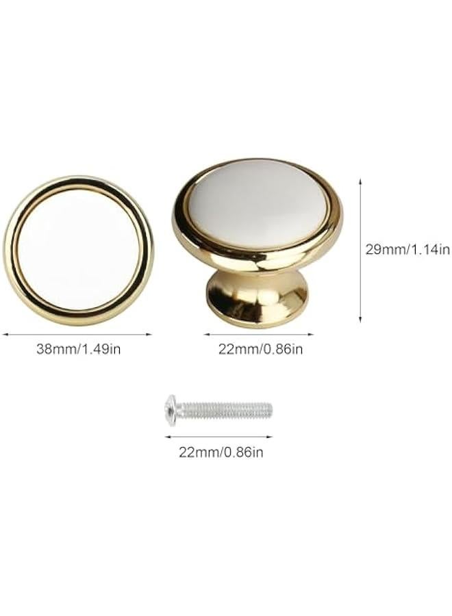 Vintage White Ceramic Single Hole Drawer Knobs for Dresser, Kitchen Cabinets, Cupboard - Set of 4 with Screws - Image 2