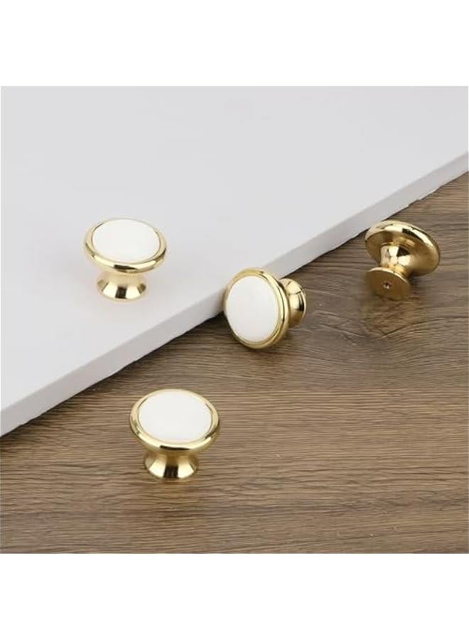 Vintage White Ceramic Single Hole Drawer Knobs for Dresser, Kitchen Cabinets, Cupboard - Set of 4 with Screws - Image 5