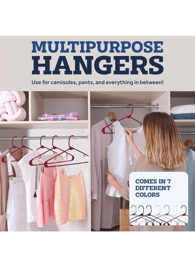 ZOBER Plastic Hangers 100 Pack - Burgundy Plastic Hangers - Space Saving Clothes Hangers for Shirts, Pants & for Everyday Use - Clothing Hangers with Hooks - Image 5