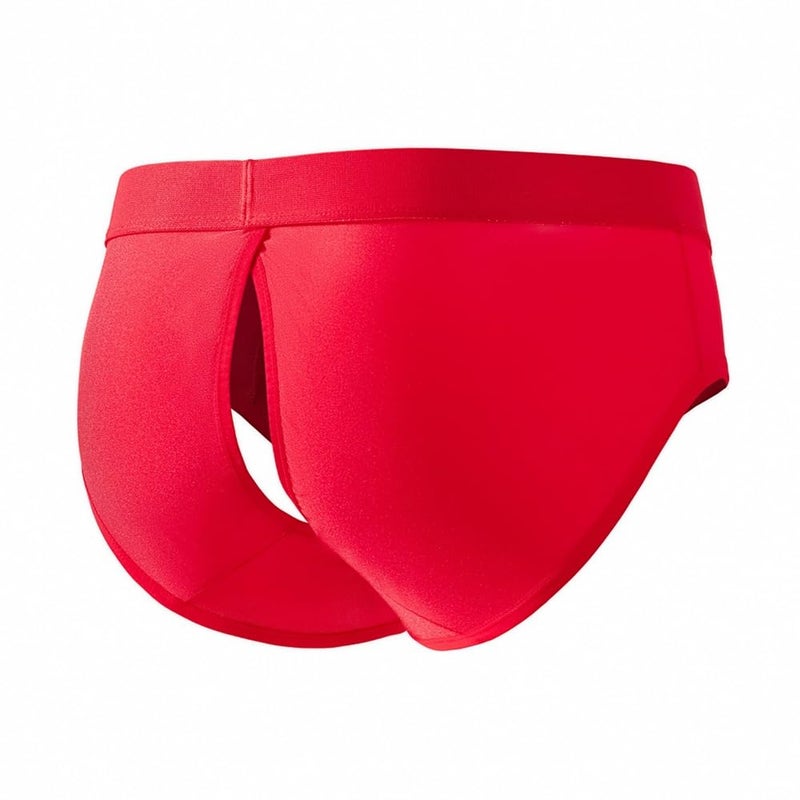 JOCKMAIL Menâ€™s Briefs Underwear Mesh Low Rise Quick Dry Bikini Athletic Underpants for Gym Sport Daily Wear (US, Alpha, Large, Regular, Regular, Red) - Image 2