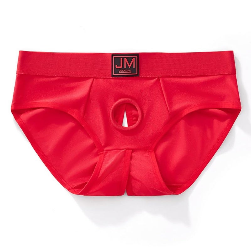 JOCKMAIL Menâ€™s Briefs Underwear Mesh Low Rise Quick Dry Bikini Athletic Underpants for Gym Sport Daily Wear (US, Alpha, Large, Regular, Regular, Red) - Image 4