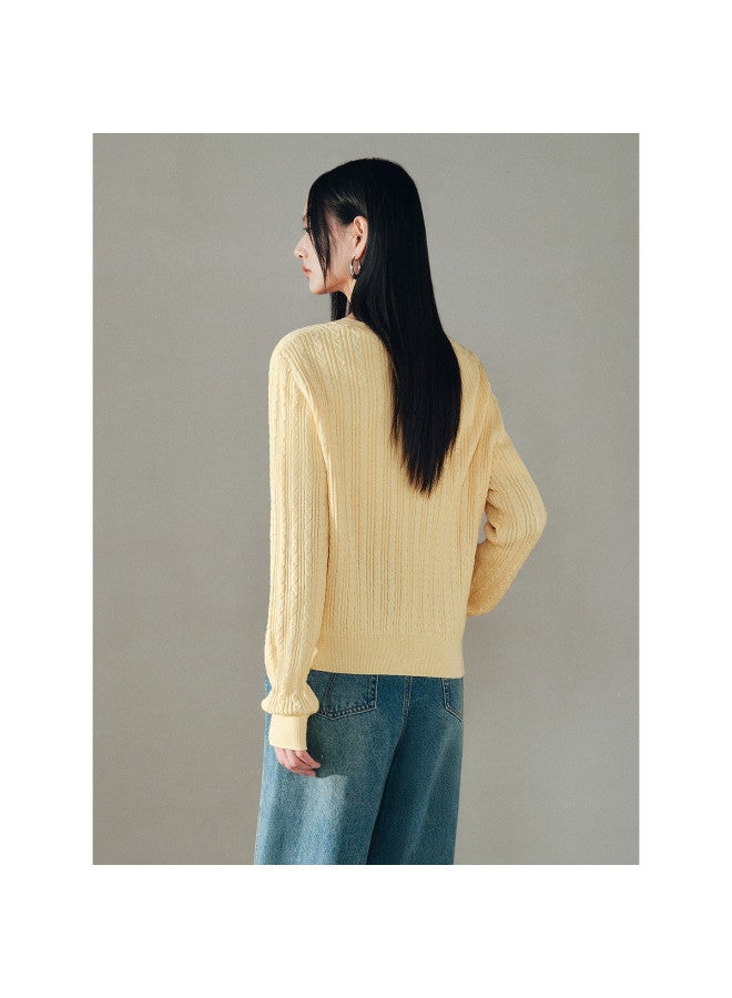 Waxbird Miu Series Cable Knit Sweater 25 Winter Inner Wear Slim Fit Wool-containing Sweater - Image 4