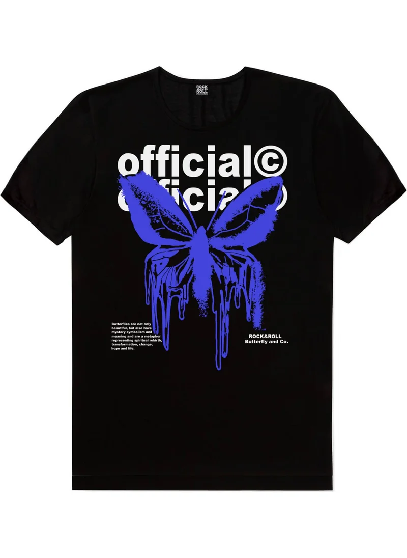 Rock&Roll Flowing Butterfly, Smile at Life White Men's T-Shirt Eco Pack of 2
