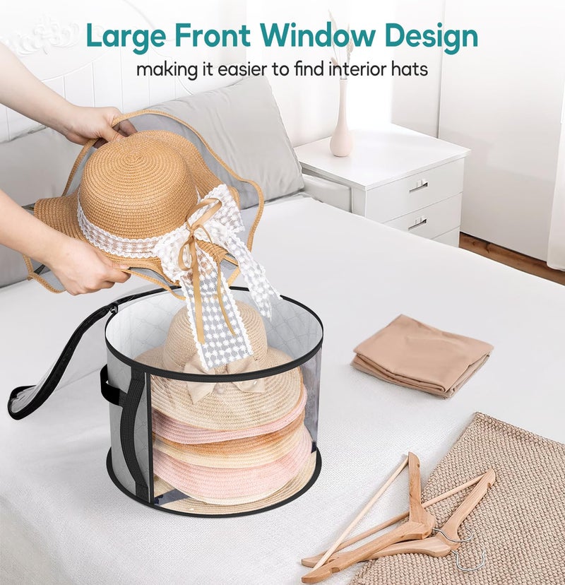 AOODA Oversized Clear Hat Storage Bag, Holds up to 7 Caps Cowboy Hat Organizer for Closet, Wide Brims Hat Case with Carrying Handles (Grey) - Image 4