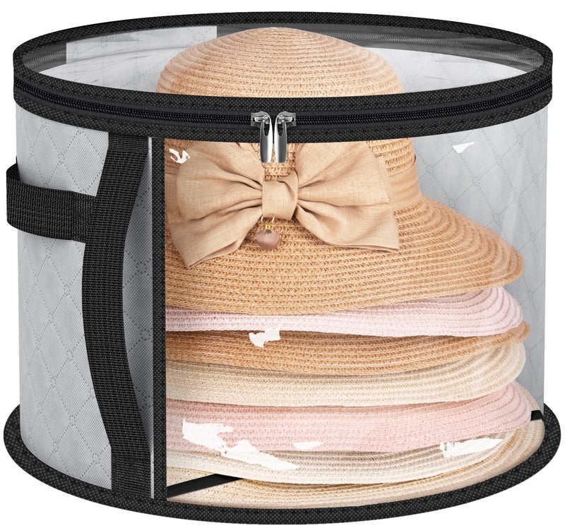 AOODA Oversized Clear Hat Storage Bag, Holds up to 7 Caps Cowboy Hat Organizer for Closet, Wide Brims Hat Case with Carrying Handles (Grey) - Image 1