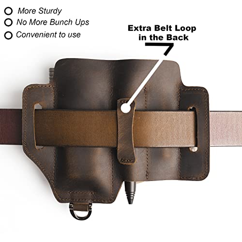 Topstache Leather Multitool Sheath,EDC Belt Organizer for Work and Daily Use,Leatherman Sheath,EDC Pocket Organizer for Flashlight and Multitool,Gifts for Men,Leather Sheath for Multitool - Image 3