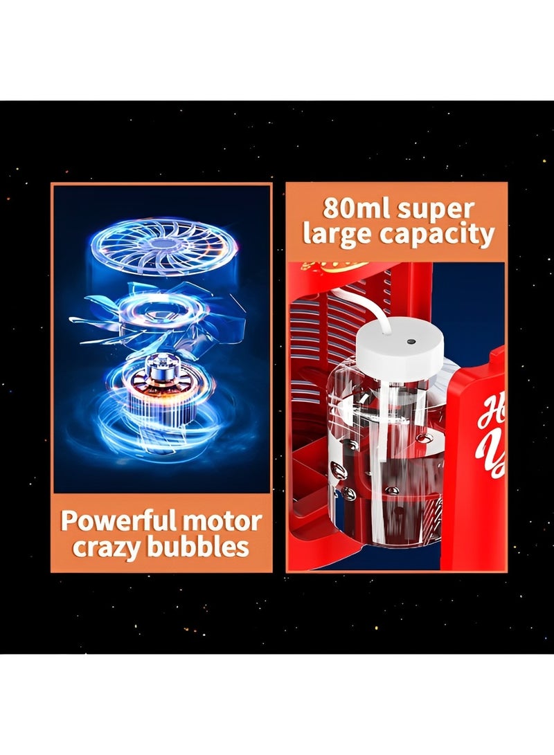 ريوكل آلة فقاعات الألعاب النارية 13 فتحة مع محلول فقاعات 80 مل آلة فقاعات الألعاب النارية الأوتوماتيكية مع أضواء وموسيقى قابلة للإغلاق للأطفال وحفلات الأنشطة الخارجية - Image 4