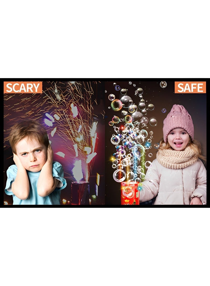 ريوكل آلة فقاعات الألعاب النارية 13 فتحة مع محلول فقاعات 80 مل آلة فقاعات الألعاب النارية الأوتوماتيكية مع أضواء وموسيقى قابلة للإغلاق للأطفال وحفلات الأنشطة الخارجية - Image 5