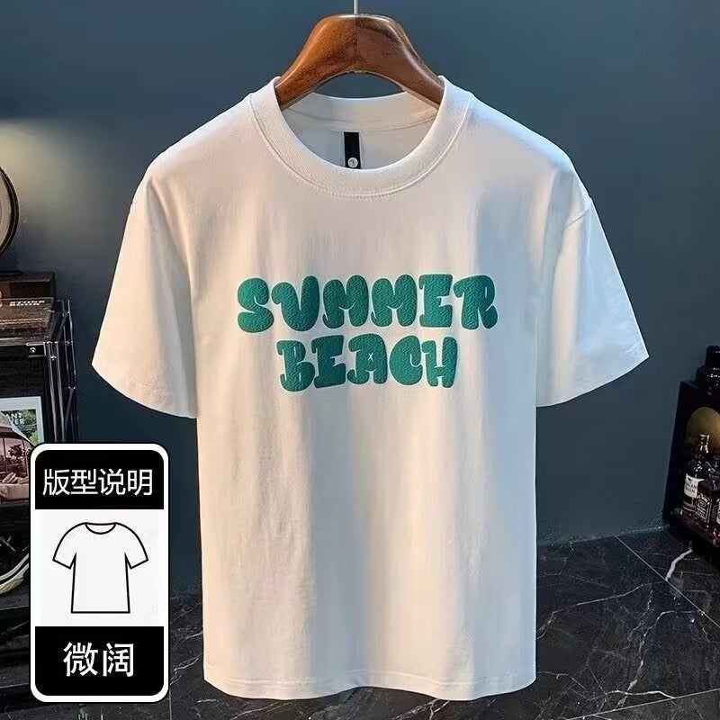 Breathable Short-Sleeved T-Shirt Boys Casual Handsome Shoulder Printed Top Instagram Popular T-Shirt - Image 4
