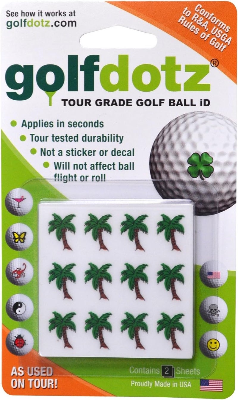 Golfdotz - USGA Rule Conforming Golf Ball Markers, Golf Ball Stickers for Marking Balls, No More Smearing from Stamps, Gifts for Golfers, Dads, and Retirees, (Tropical Collection; 18-32 Count) - Image 2