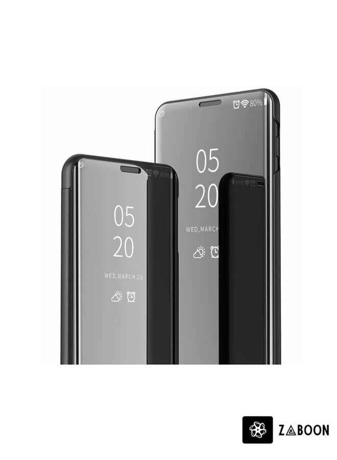 Zaboon Protective Case Cover For Xiaomi Poco M4 Pro 4G Plated Mirror Horizontal Flip Leather Case with Holder - Image 3