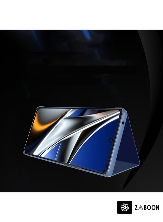 Zaboon Protective Case Cover For Xiaomi Poco M4 Pro 4G Plated Mirror Horizontal Flip Leather Case with Holder - Image 2