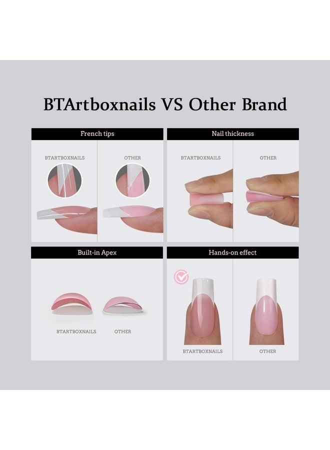 بي تي آرت بوكس أظافر جل BTArtbox XCOATTIPS - 5 أنماط من أطراف الأظافر الناعمة الدوامة المصممة مسبقًا، أظافر صناعية مربعة الشكل، فائقة النحافة، مع برايمر للأطراف وطبقة أساسية سهلة الاستخدام في فن الأظافر بنفسك - Image 4