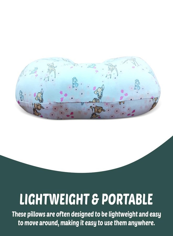 ZIKKU Ergonomic Baby Feeding Pillow - Adorable Baby Deer Print, Soft & Breathable for Colic Relief (Sky Blue, Semicurcular) - Image 3