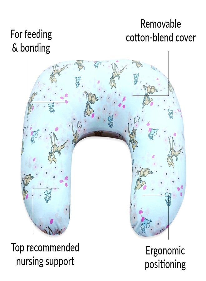 ZIKKU Ergonomic Baby Feeding Pillow - Adorable Baby Deer Print, Soft & Breathable for Colic Relief (Sky Blue, Semicurcular) - Image 4