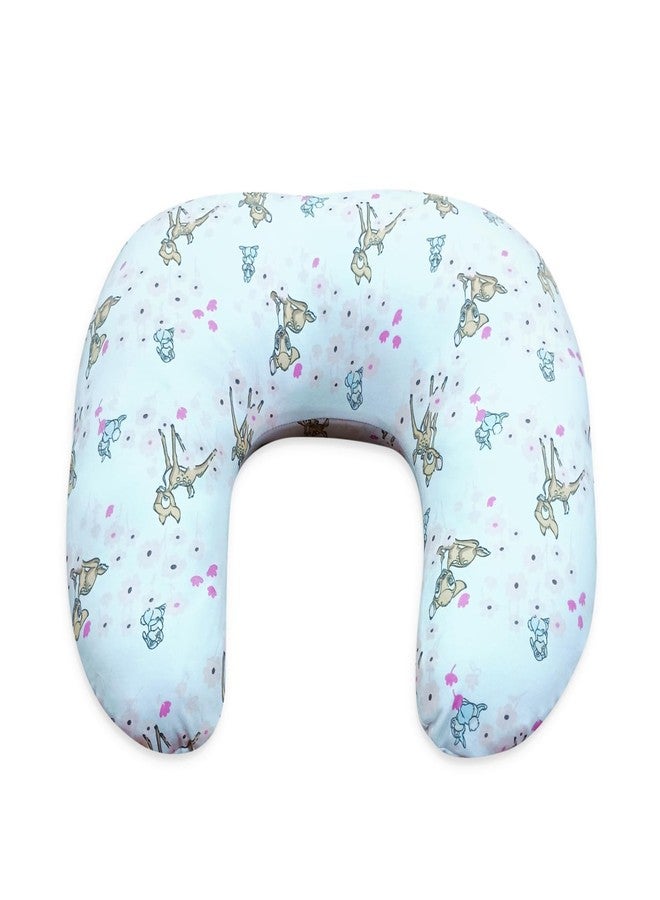 ZIKKU Ergonomic Baby Feeding Pillow - Adorable Baby Deer Print, Soft & Breathable for Colic Relief (Sky Blue, Semicurcular) - Image 1