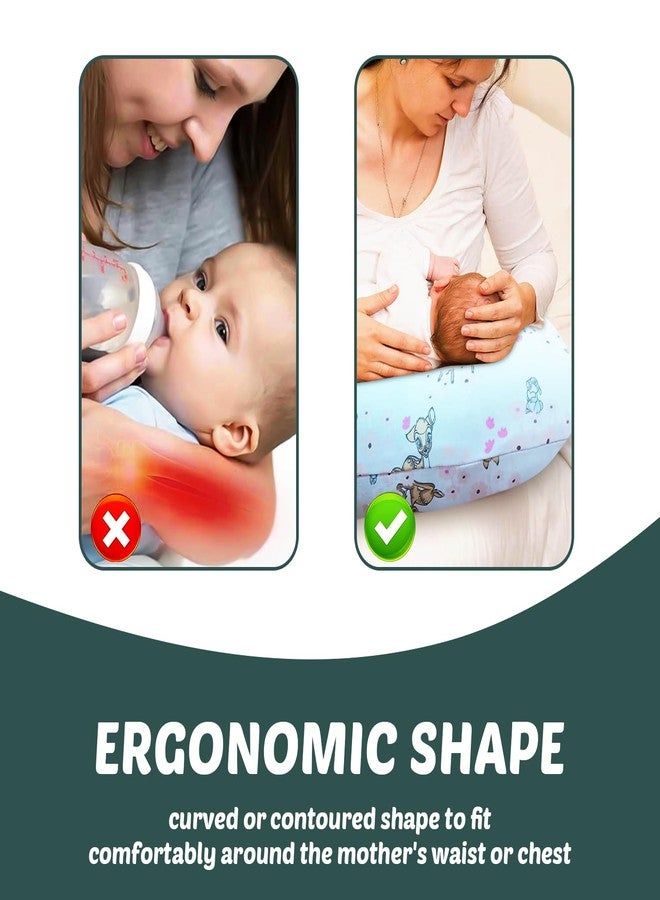 ZIKKU Ergonomic Baby Feeding Pillow - Adorable Baby Deer Print, Soft & Breathable for Colic Relief (Sky Blue, Semicurcular) - Image 5
