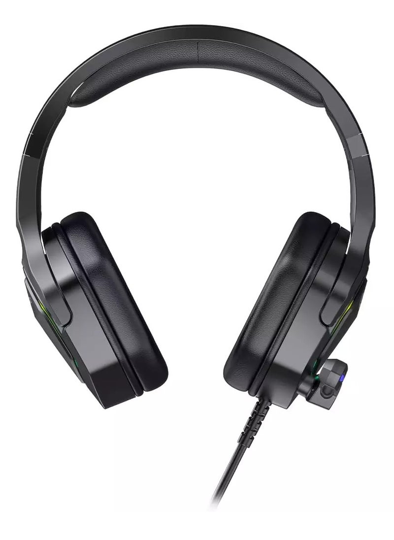 lecoo - HT403 RGB USB Gaming Headset - 50mm Audio Driver - Adjustable Headband - Realistic Sound Quality - Easy Control inline volume control - Image 1