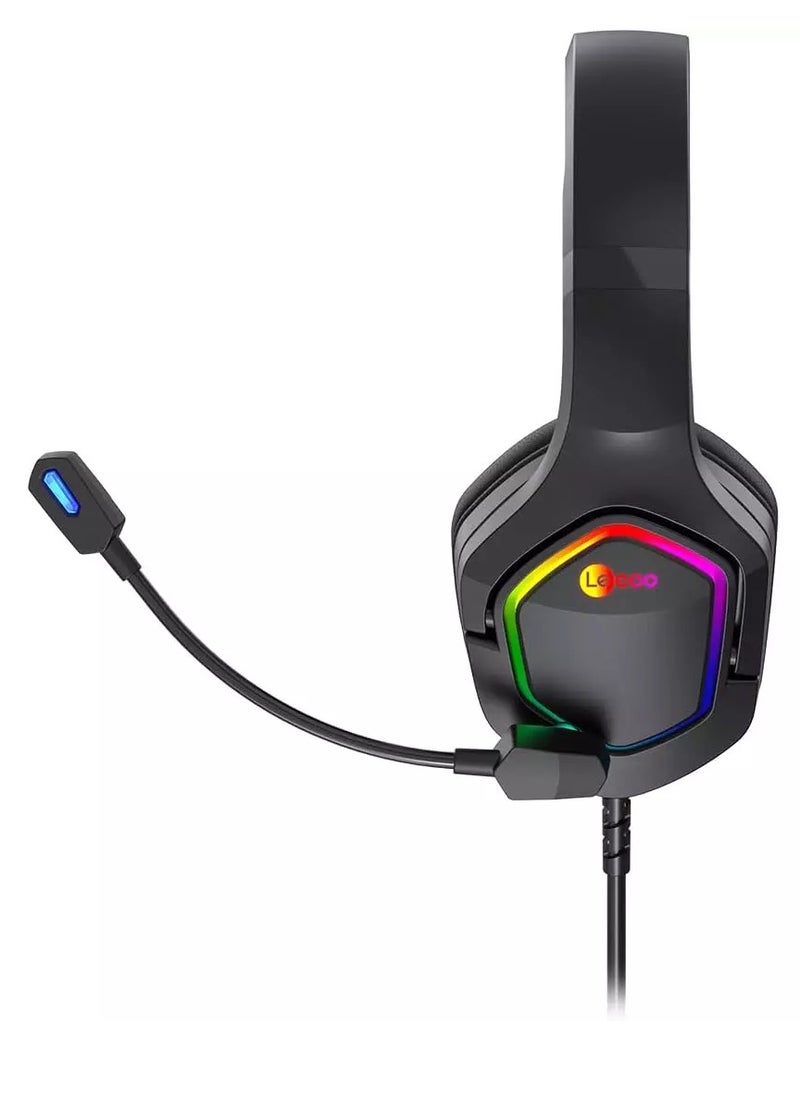 lecoo - HT403 RGB USB Gaming Headset - 50mm Audio Driver - Adjustable Headband - Realistic Sound Quality - Easy Control inline volume control - Image 1
