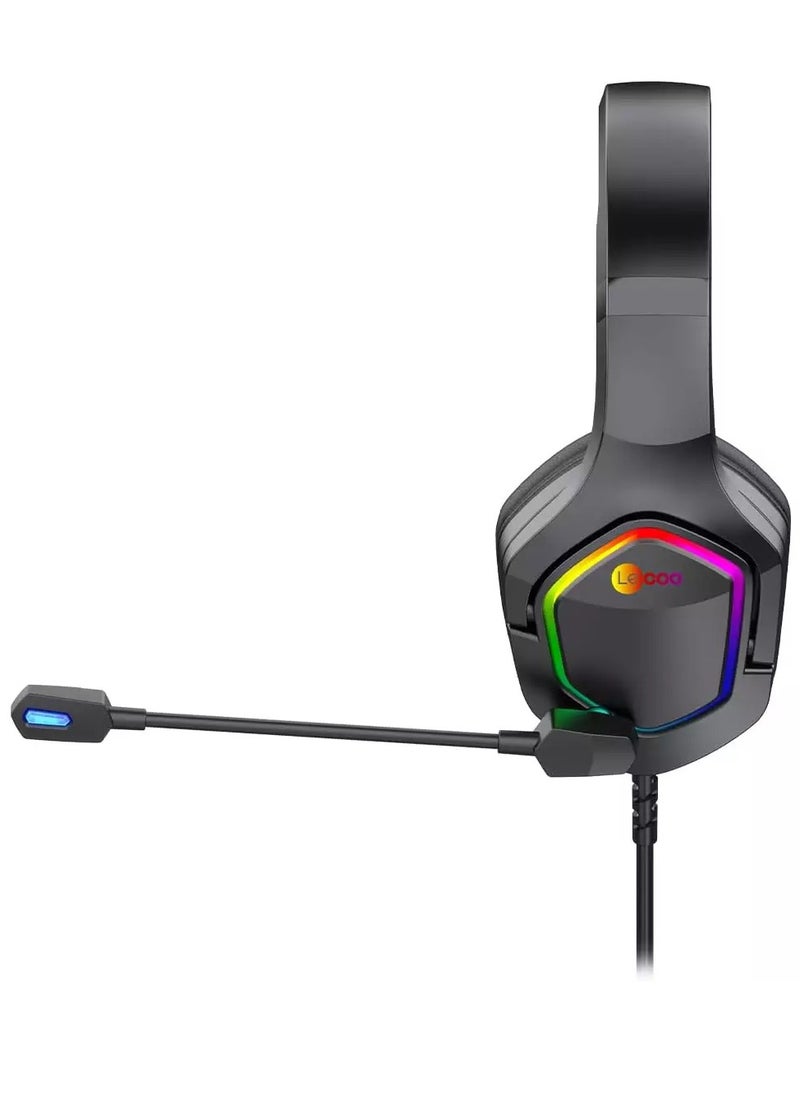 lecoo - HT403 RGB USB Gaming Headset - 50mm Audio Driver - Adjustable Headband - Realistic Sound Quality - Easy Control inline volume control - Image 1