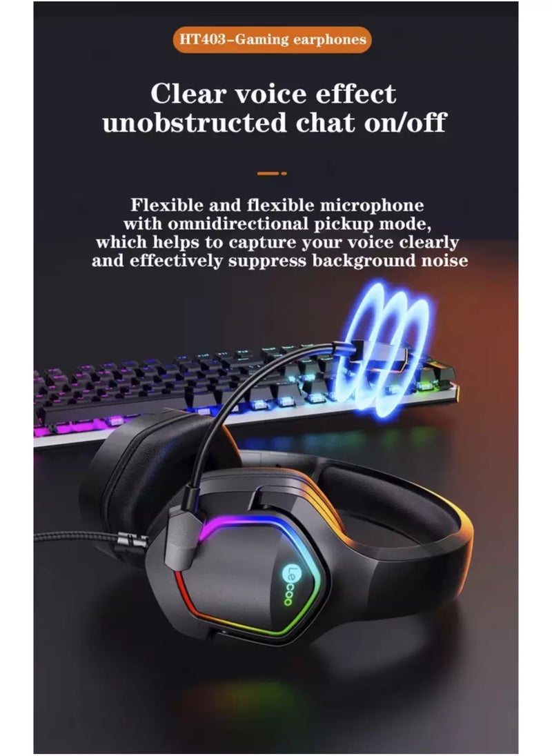 HT403 RGB USB Gaming Headset - 50mm Audio Driver - Adjustable Headband - Realistic Sound Quality - Easy Control inline volume control - pzsku/Z9A43F1035A7D4BDAA1A8Z/45/_/1734366696/da5f35b4-032c-4467-b917-146f32bb4b0c