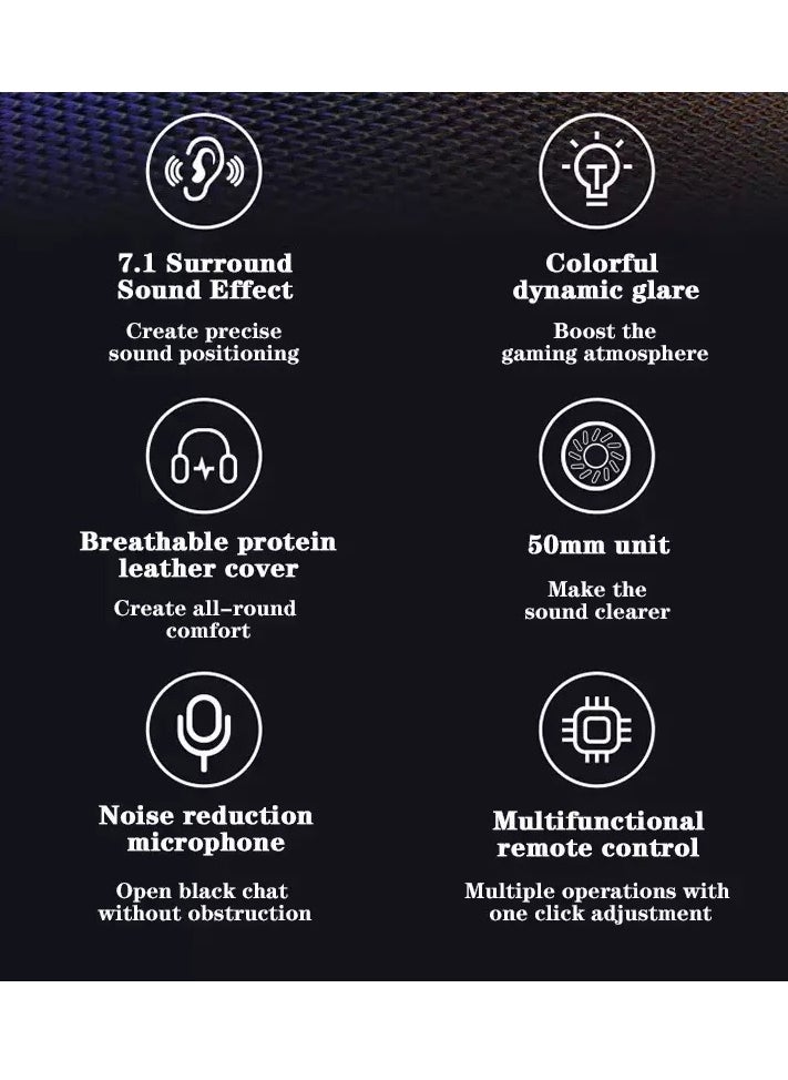 lecoo - HT403 RGB USB Gaming Headset - 50mm Audio Driver - Adjustable Headband - Realistic Sound Quality - Easy Control inline volume control - Image 1
