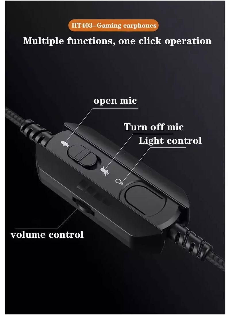 lecoo - HT403 RGB USB Gaming Headset - 50mm Audio Driver - Adjustable Headband - Realistic Sound Quality - Easy Control inline volume control - Image 1