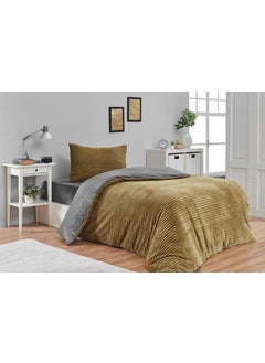 MERINOS Eternity Corduroy 3-Piece Oil Green Single Velvet Duvet Cover Set 